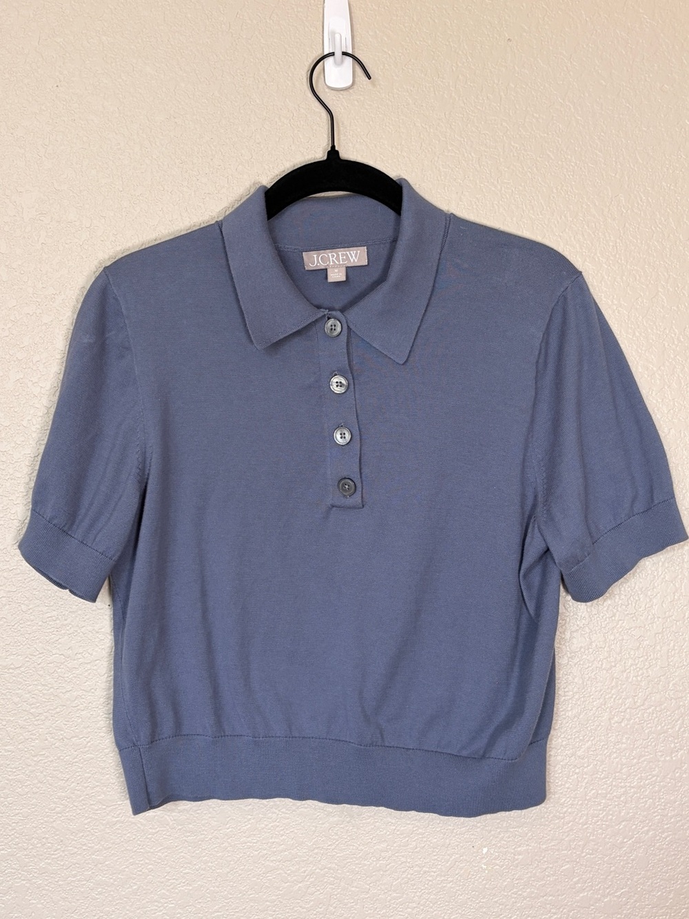 J. Crew Egyptian Cotton Four Button Collared Shirt Steel Blue size M - Picture 2 of 8